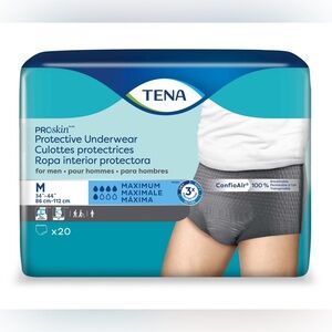 Tena Proskin Men's Protective Underwear Pack, M (34-44 in.), 20 Count